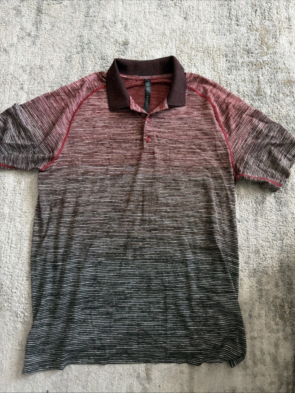 Lululemon Metal Vent Tech Stripe Burgundy Stripe Polo Shirt